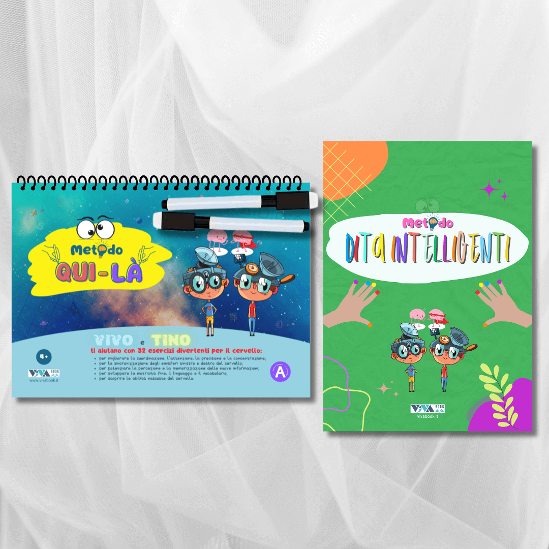 Set “Metodo Qui-Là” + “Metodo Dita Intelligenti” – esercizi innovativi per allenare il cervello + 2 pennarelli cancellabili