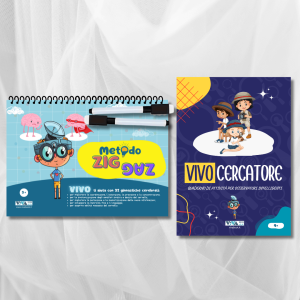 Set “Metodo Zig-Zag” + “VivoCercatore” – esercizi innovativi per sviluppare attenzione, concentrazione e pensiero logico + 2 pennarelli cancellabili